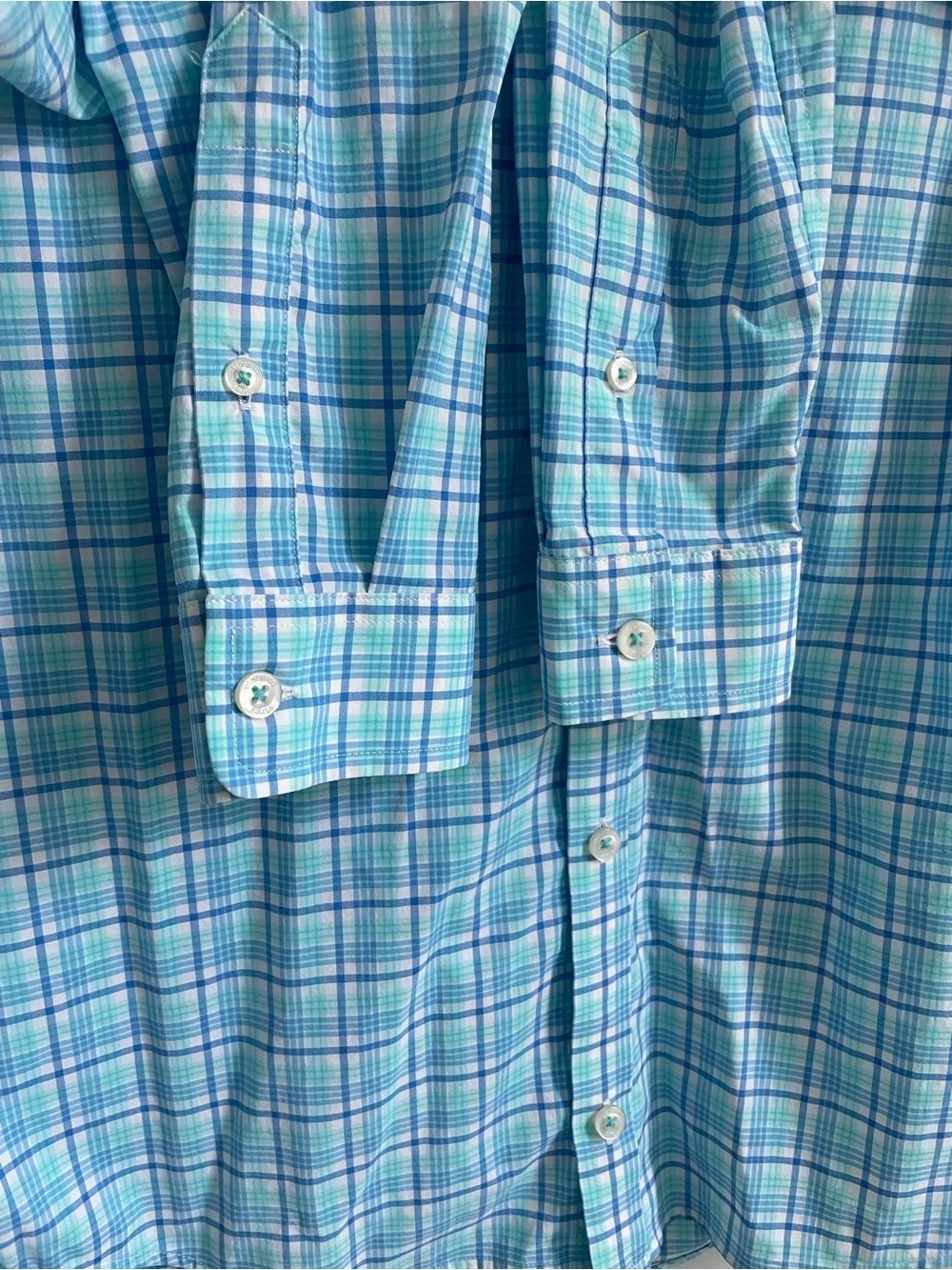 Boys XL Vineyard Vines Performance Fabric Blue Plaid Button-Down Shirt